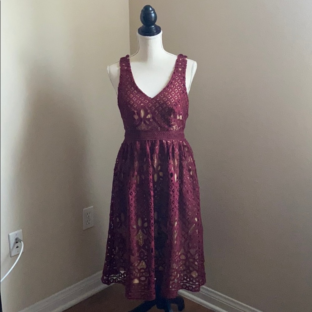 Burgundy knit midi dress